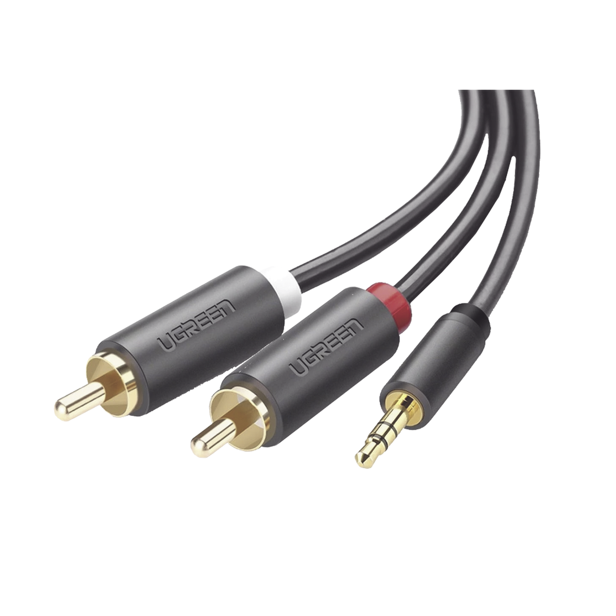 Cable Adaptador de 3.5mm Macho a 2 RCA Macho / 5 Metros / Color Gris / Blindaje Múltiple / ABS / Alta Calidad Cable Adaptador de 3.5mm Macho a 2 RCA Macho / 5 Metros / Color Gris / Blindaje Múltiple / ABS / Alta Calidad